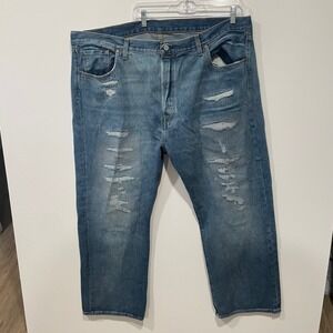 Levi's 501 150th Anniversary Jeans Mens 48x32 Distressed Straight Fit Button Fly